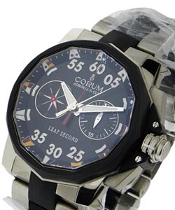 Admiral's Cup Leap Second 48mm in Titanium with Rubber Bezel on Rubber and Titanium Bracelet with Black Dial