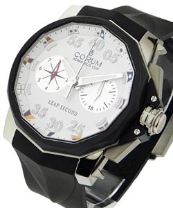 Admiral's Cup Leap Second 48 in Titanium On Black Rubber Strap with White Dial