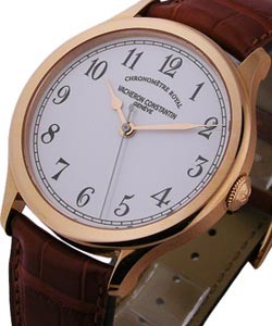 Historiques Chronometre Royal 1907 in Rose Gold on Brown Crocodile Leather Strap with White Dial