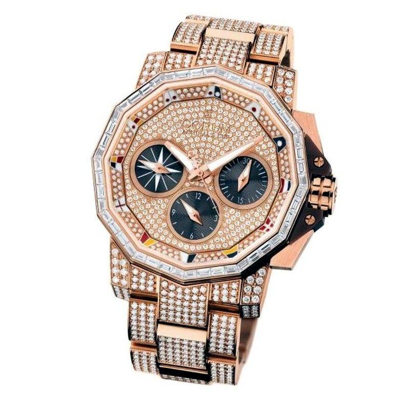 Admiral's Cup Challenge 44mm in Rose Gold with Diamond Bezel on Rose Gold Diamonds Bracelet with Pave Diamond Dial