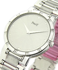 Dancer Medium in White Gold  on White Gold Bracelet with Silver Dial