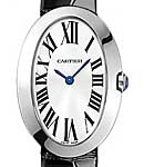 Baignoire - Small Size in White Gold on Black Alligator Leather Strap with White Dial