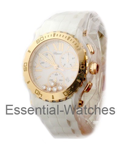 Chopard Happy Sport Chrono in White Ceramic with Rose Gold Bezel