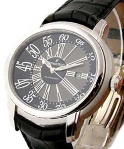 Men's Millenary in White Gold on Black Leather Strap with Black/Silver Dial