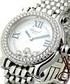Happy Sport Round in White Gold with Diamond Bezel White Gold on Bracelet with Mother of Pearl Dial 