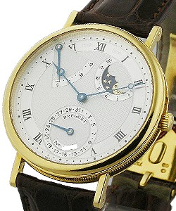 Classique Power Reserve Moon in Yellow Gold on Brown Leather Strap with Tang Buckle Silver Dial