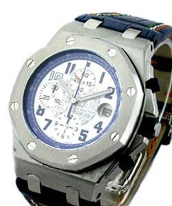 Sachin Tendulkar Offshore Limited Edition in Steel on Blue Leather Strap with White Mega Tapisserie Dial  - Indian Flag Color Scheme