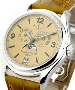 5450P - Advanced Research Annual Calendar in Platinum on Brown Crocodile Leather Strap with Salmon Dial