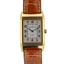Jaeger-LeCoultre Reverso Classique in Yellow Gold on Brown Alligator Leather strap with White Dial