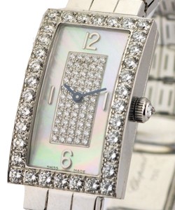 Classique Rectangle in White Gold with Diamond Bezel on White Gold Bracelet with MOP Dial