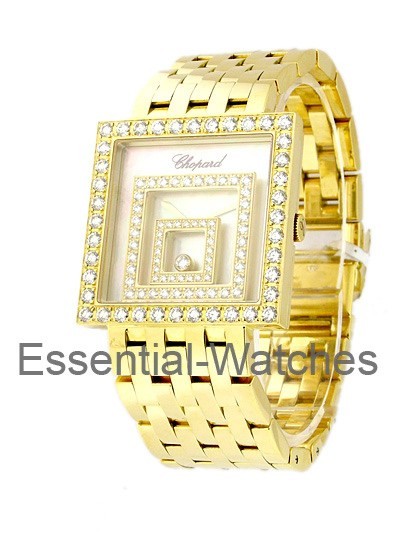Chopard Happy Spirit Square  in Yellow Gold with Diamond Case