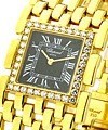 Montres Dame with Diamond Bezel Yellow Gold on Bracelet with Black Dial