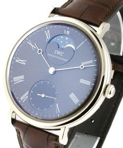Portofino Vintage in White Gold on Brown Crocodile Leather Strap with Grey Dial