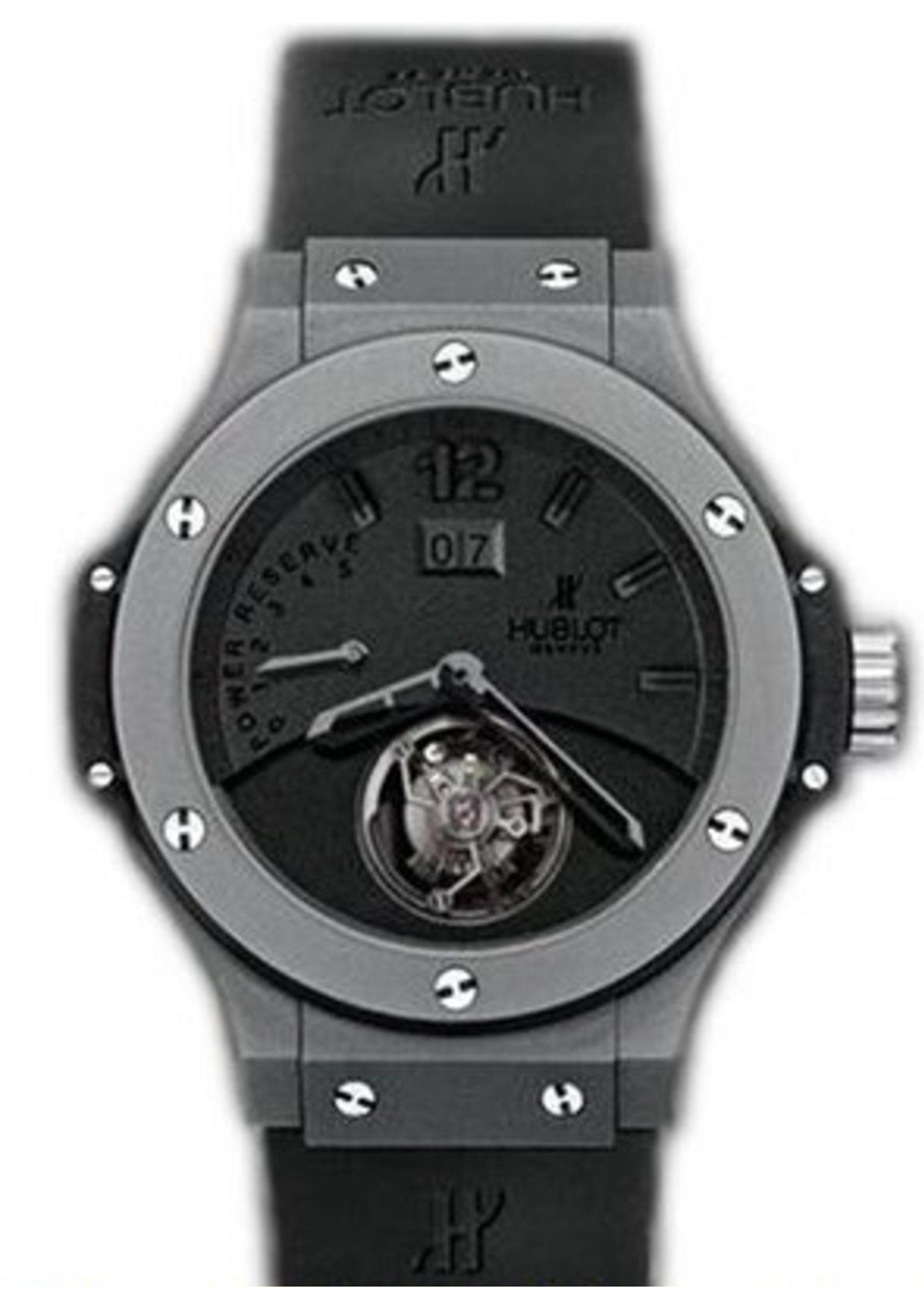 Big Bang All Black Tourbillon 44mm in Black Ceramic on Black Rubber Strap with Black Dial