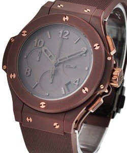 Big Bang 41mm in Chocolate Ceramic Bezel on Brown Rubber Strap with Chocolate Dial