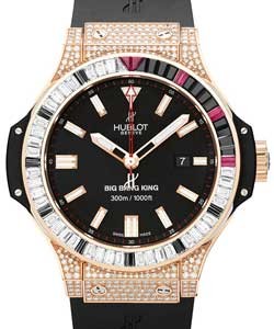 Big Bang King Jewellery in Rose Gold with Diamond Bezel on Black Rubber Strap with Black Dial
