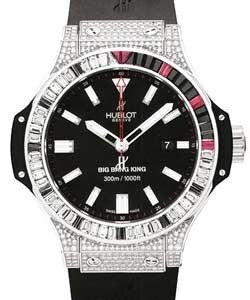 Big Bang King Jewelry in Palladium with Baguette Diamond Bezel on Black Rubber Strap with Black Dial