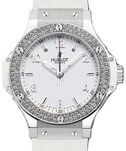 38mm Big Bang Smiling Children - 2 Rows Diamond Bezel Steel on Strap with White Dial - 999 Limited Edition