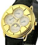 Men's Perpetual Calendar in Yellow Gold on Black Leather Strap with Cream Dial