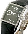 Vintage 1945 Lady's Petite Seconde with Diamond Bezel  Steel on Strap with Black Dial