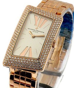 1972 Asymmetric in Rose Gold with Diamond Bezel on Rose Gold Bracelet with Silver Dial
