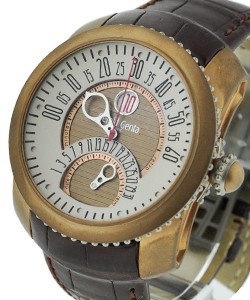 Gerald Genta Gefica Bronze and Titanium Case on Strap with Silver Dial