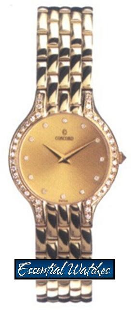 Les Palais Quartz in Yellow Gold with Diamond Bezel on Yellow Gold  Bracelet with Champagne Diamond Dial
