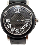 Arena Sport Retro in Steel with PVD Coated Bezel on Black Rubber Strap with Carbon Fiber Dial