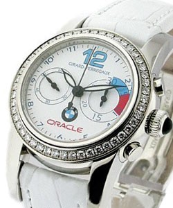 Lady's BMW Oracle Chronograph with Diamond Bezel Steel on White Strap with White Dial