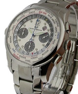 World Time Chronograph - Financial F.T.C. in Steel Steel on Strap with Silver Dial