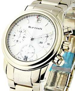 Leman Flyback Chronograph in White Gold White Gold on Bracelet with White Dial
