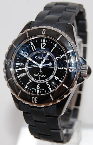 J12 Black Ceramic 38mm H0684 Ceramic on Strap with Black Dial