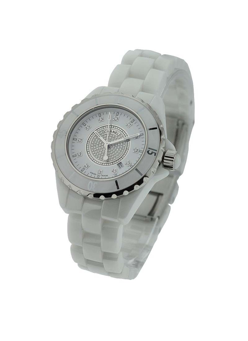 H2123 Chanel J 12 - White Small Size with Diamonds