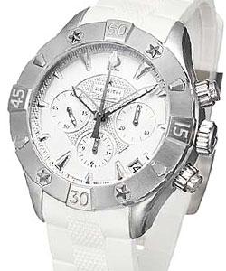 Defy Classic Chronograph in Steel on White Rubber Strap with Silver Dial