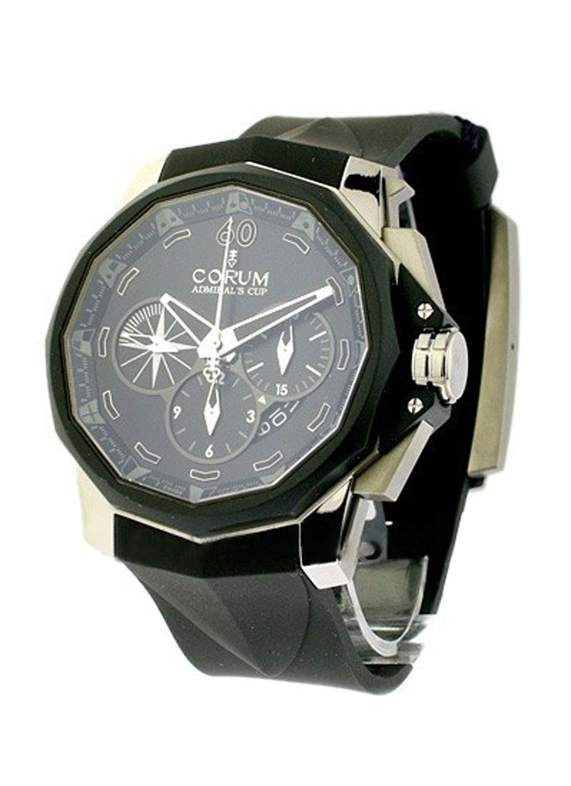 Corum Admirals Cup 48mm Chronograph in Steel with Black Rubber Bezel