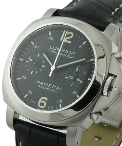 PAM 310 - Luminor Chronograph in Steel on Black Leather Strap with Black Dial