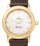 De Ville Prestige Lady's in Yellow Gold on Brown Crocodile Leather Strap with MOP Dial