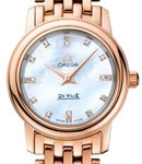 De Ville Prestige Lady's Rose Gold on Bracelet with MOP Diamond Dial
