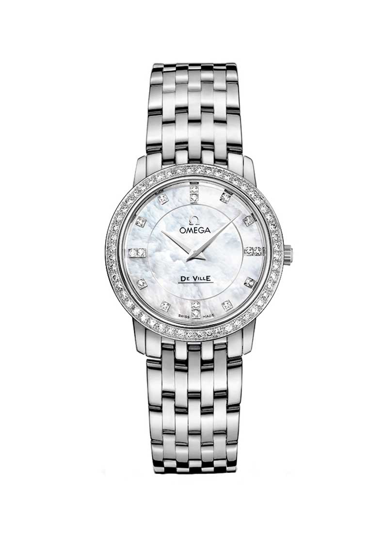 Omega De Ville Prestige Lady's in Steel with Diamond Bezel