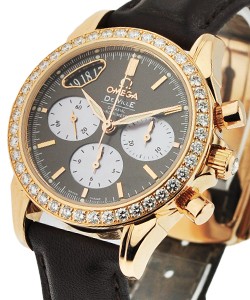Co-Axial Automatic Chronometer 32.5mm in Rose Gold with Diamond Bezel on Leather Strap with Brown Dial
