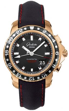 Glashutte Sport Evolution GMT 42mm Autoamtic in Rose Gold with PVD Coated Bezel