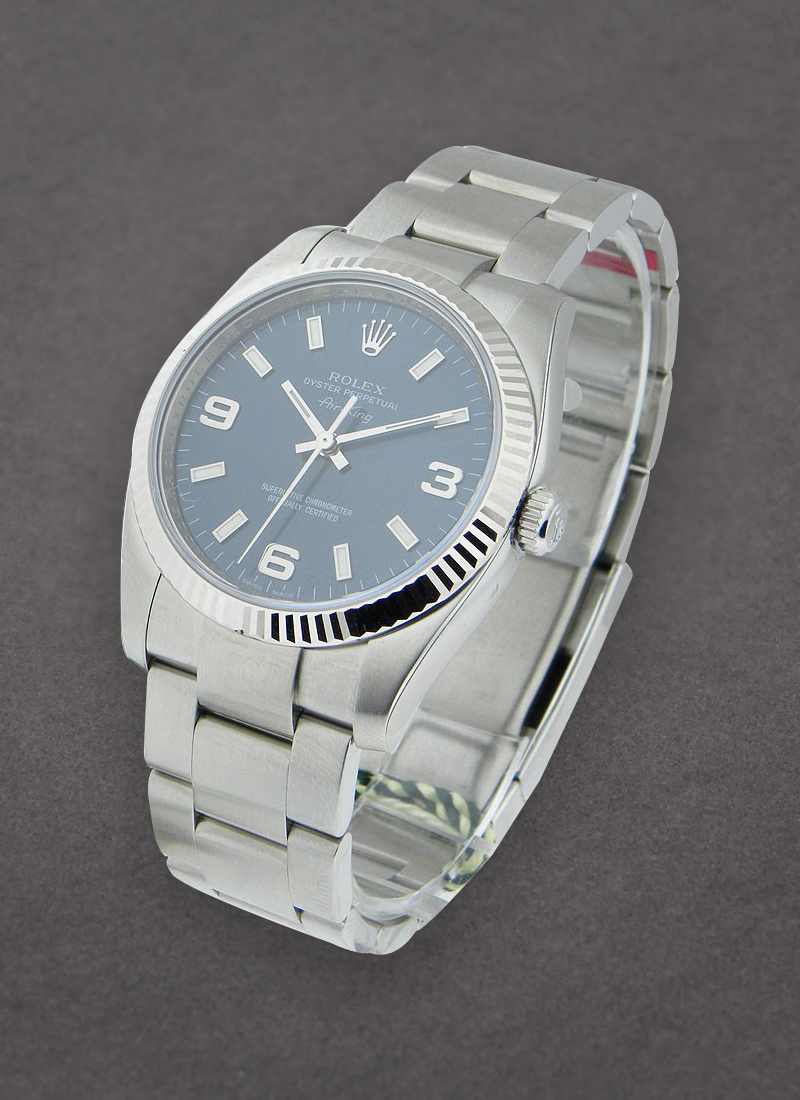 Rolex Unworn Air-King in Steel with White Gold Fluted Bezel