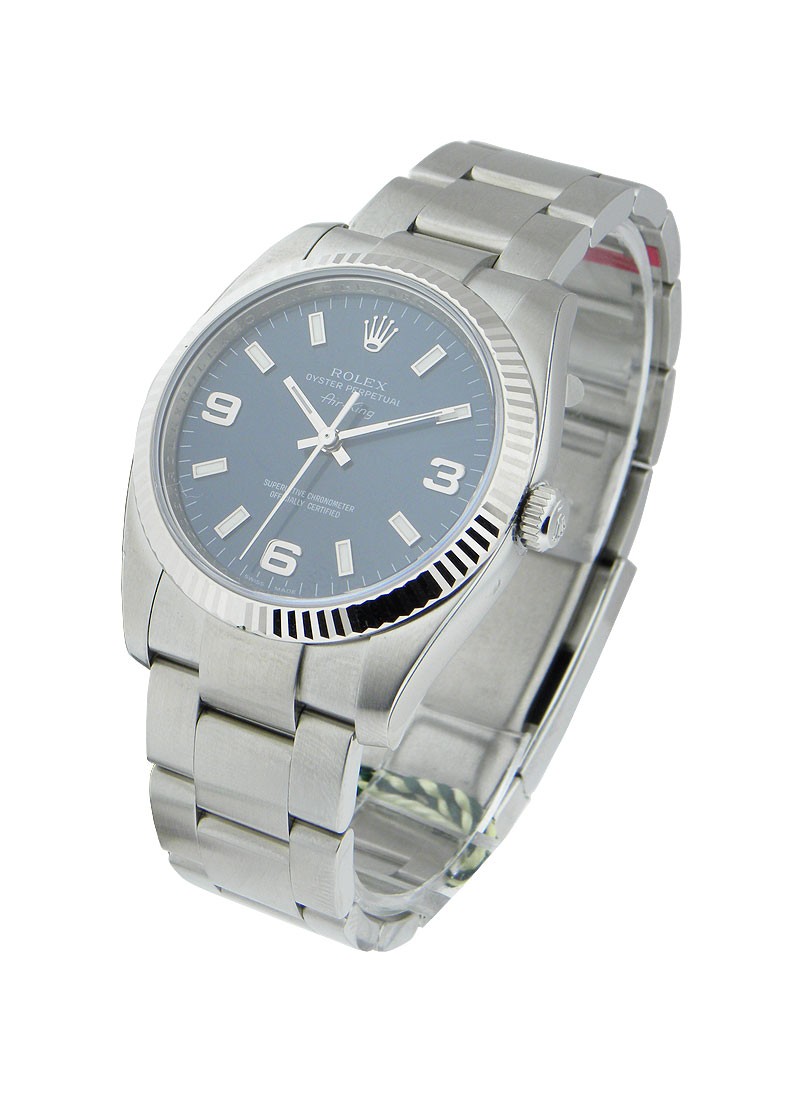 Rolex Unworn Air-King in Steel with White Gold Fluted Bezel