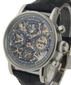 Opus - Skeleton Chronograph Steel on Strap with Rare Blue Dial 