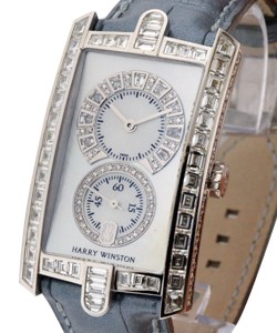 Ladies Avenue with Diamond Baguette Bezel White Gold on Strap with MOP Dial