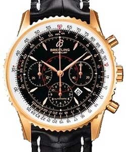 Navitimer Montbrillant Chronograph in Rose Gold Rose Gold on Strap with Black Dial 