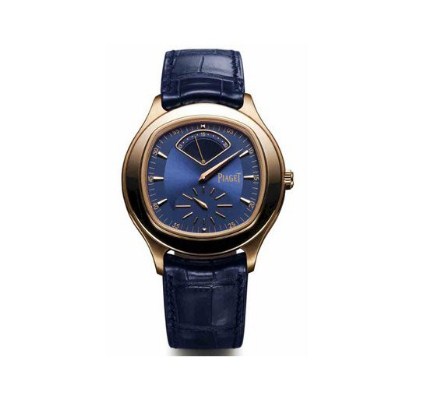 Black Tie - Emperador Cushion in Rose Gold on Purple Crocodile Leather Strap with Blue Dial