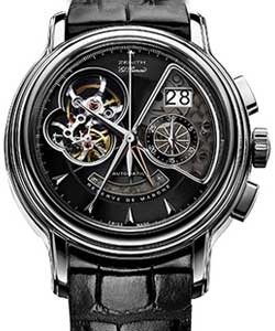 Chronomaster T Open Grande Date 40mm in Steel on Black Crocodile Leather Strap with Black Dial