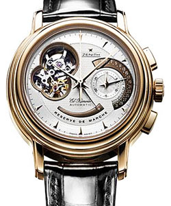 Chronomaster T Open Retrogradein Rose Gold on Black Alligator Leather Strap with Silver Dial