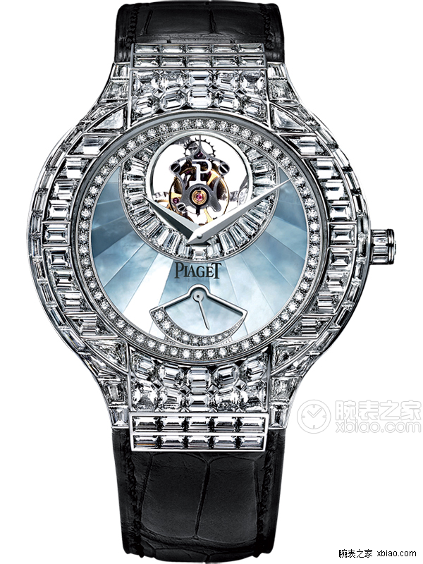 Polo Exceptional Pieces White Gold with Diamond Bezel on Black Crocodile Leather Strap with Blue MOP Diamond Dial